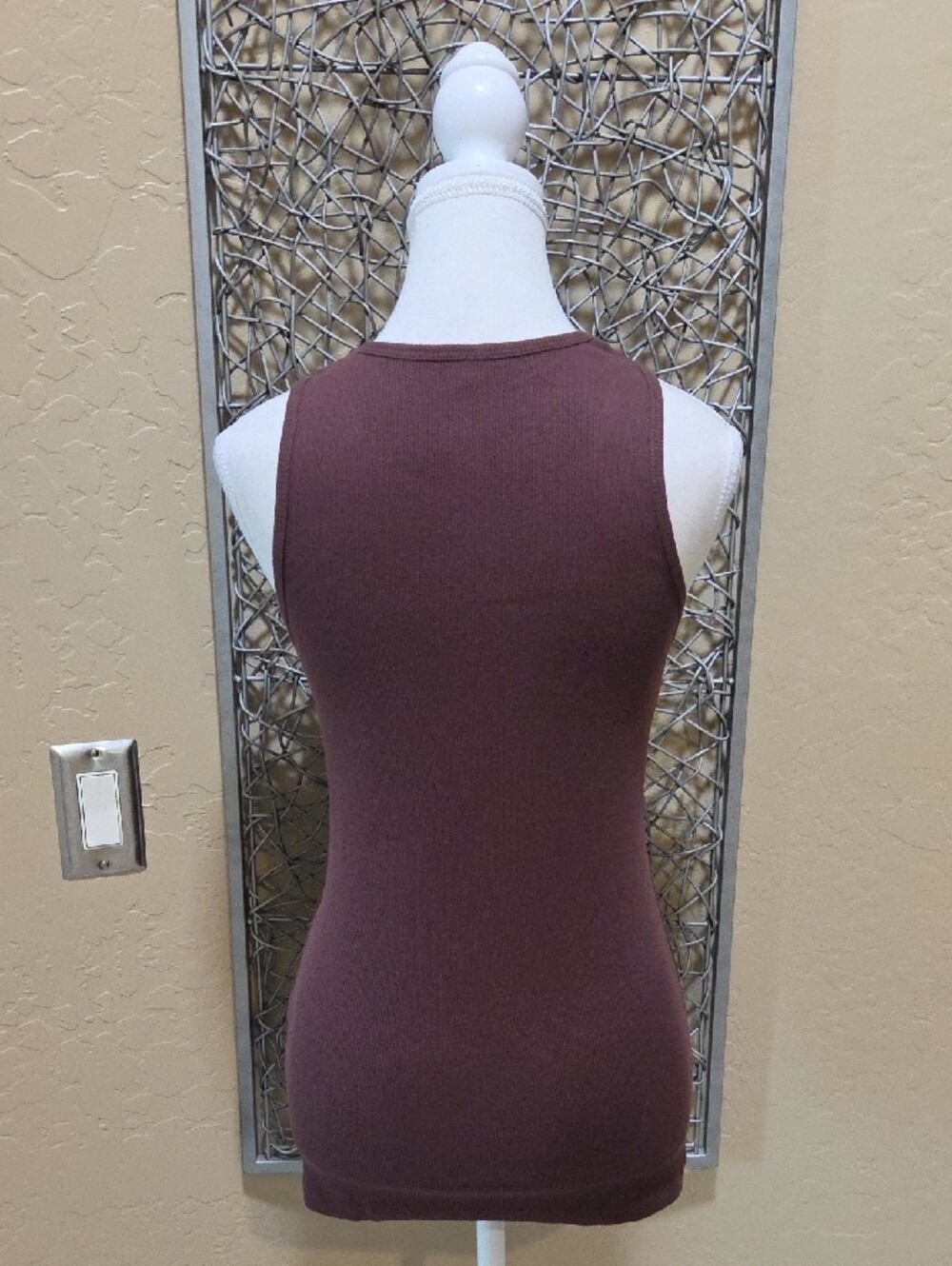 Cancun Embellished Ribbed Tank Top In Brown - Picture 3 of 5